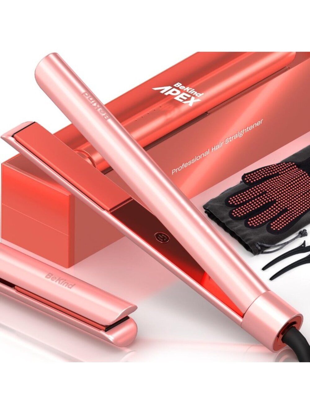 2-in-1 Flat Iron Hair Straightener & Curler, 1-Inch, Peach - Versatile Styling
